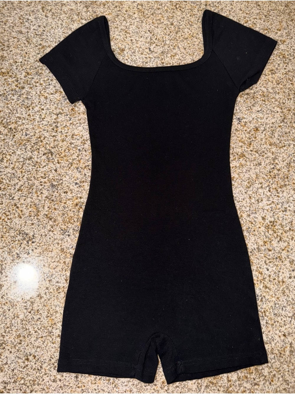 Amazon Black Short-Sleeve Ribbed Bodysuit Romper